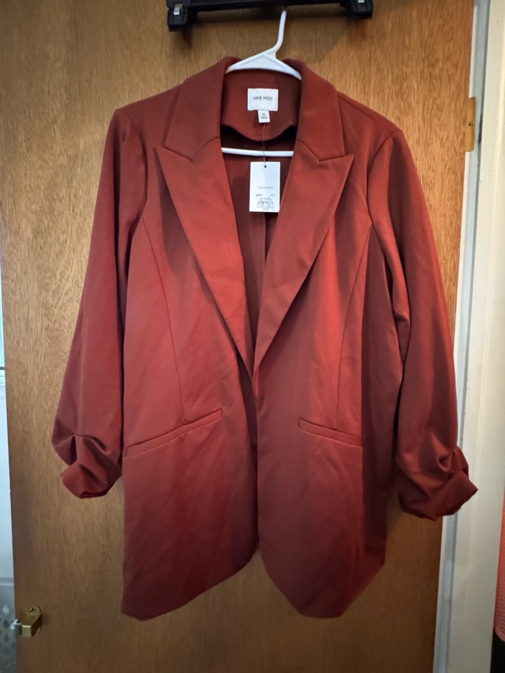 Nine West Burnt Orange Relaxed Open-Front Blazer